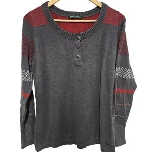 Woolrich Avalanch Henley Sweater Womens Medium Slate Logo Gorpcore Stripes